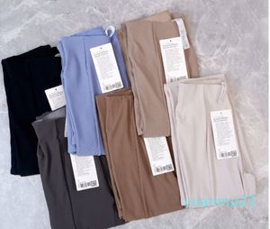 LL Yoga Schlaghose Lang Damen Hohe Taille Slim Fit Bauchhose Zeigt Beine Yoga Fitness Solide LABAKU