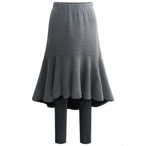 Мужские брюки осень-зима женские леггинсы с высокой посадкой бархатная юбка с ремешком искусственные двойные брюки-кюлоты «рыбий хвост» женские сложенные 231205
