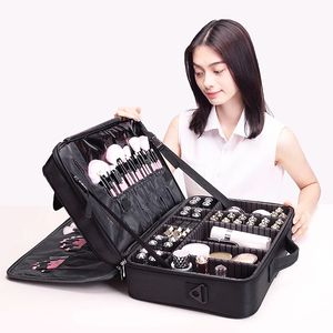 Cosmetic Bags Portable Makeup Bag Professional Embroidered Nail Art Clapboard Makeup Case Toolbox Cosmetic Bags for Women 231205
