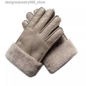 Five Fingers Gloves Mens Autumn Winter Thicken Warm Natural Wool Fur Leather Glove Male Winter Brand Thicken Warm Fur mitten R2609 Q231206