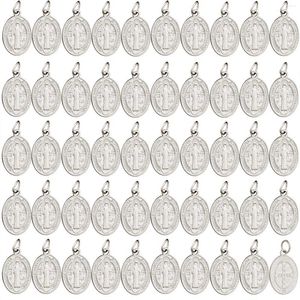 Hänge halsband Cottvo50pcs religiös exorcism St.Benedict Diy Rosary Chaplet Oval Charms smycken halsband Keychains Making Parts