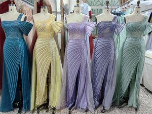 Evening Beads Sequins Dresses Sexy Side Split One Shoulder Spaghetti Backless Prom Gowns for Women Ocn Wears BM3509