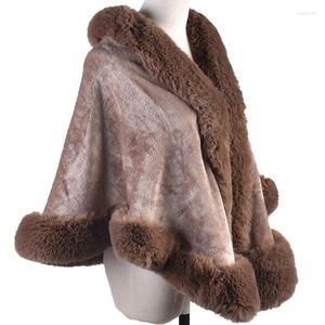 女性の毛皮2023フランスのロマンチックなショールコートは、暖かさと快適さのために高品質の人工的