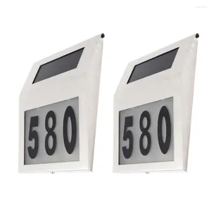 Wall Lamp 2pcs Solar Lighted Address Sign Stainless Steel Cover House Number Street Alphanumeric Light