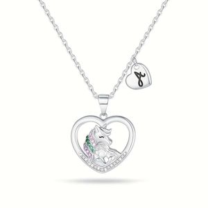 Collana 1 pezzo carino con ciondolo unicorno a forma di cuore