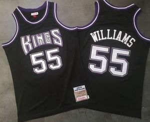 Autêntica costura retro retro basquete jerseys Jason 55 Williams Blakc roxo