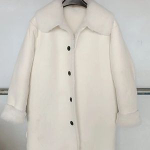 Casaco de pele de carneiro falso masculino, jaqueta de comprimento médio, roupa de neve de couro, quente, espessada, manga longa 231205