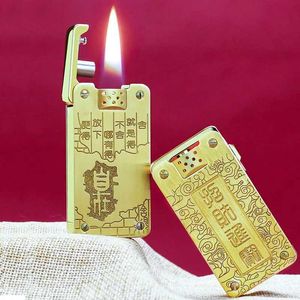 CHIEF Brass Kerosene Lighter Metal Outdoor Windproof One-button Ejection Ignition Old-fashioned Retro Collection