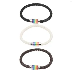 Bandanas плетеные браслетные магнитные блокировки LGBTQ кожаный свет черный коричневый белый