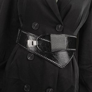 Stage Wear Stage Accessories Gothic Style Rivet Dark Style Womens Pu Waist Coat Dress Suit Womens Belt Elastic Waistband