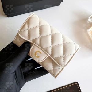 Plånbok designer plånbok kanal cc plånbok kreditkort hållare korthållare kaviar lammskinn läder klaff handväska kvinnor mode klassiska korta hasp purses staketfinds