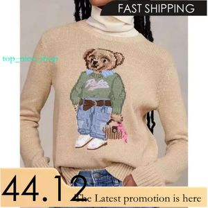 Polo Sweater Knitted Sweaters Women Sweaters Cartoon Rl Bear Women Winter Clothing Fashion Long Sleeve Knitted Pullover Cotton Wool Cotton 597