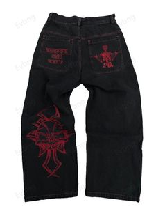 Calças masculinas Hip Hop Y2K Jeans Mens Retro Crânio Bordado Lavado Mulheres Denim Reta Casual Solta Perna Larga Calças Streetwear 231205