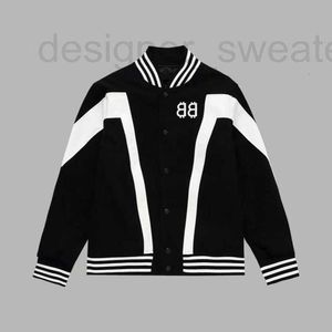 Men's Jackets Designer Parisian fashion trend black and white contrasting baseball jacket for men and women's casual striped jacket top HJST