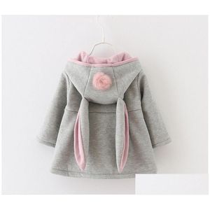 Mantel Neue Herbst Winter Baby Mädchen Kaninchen Ohren Mit Kapuze Prinzessin Jacke Mäntel Infant Mädchen Baumwolle Outwear Nette Kinder Jacken Weihnachten Drop Dh7Wl