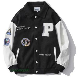 Herrjackor bokstav p basebolljacka kappa män kvinnor par japanska streetwear hiphop harajuku varsity mode överdimensionerade bombplan punk nkwi