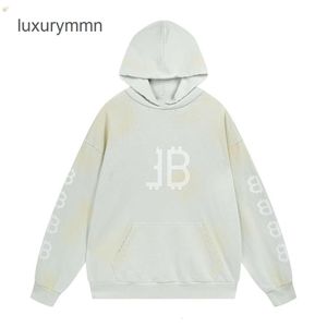 Marka Balenciagiagas Erkekler El Sweaters Unisex Long 2023 Hoodies Çamur Boyalı Yıkanmış Hoodie Eski Yapım Kazak Kol B Paris Fashion Hooded Qv67