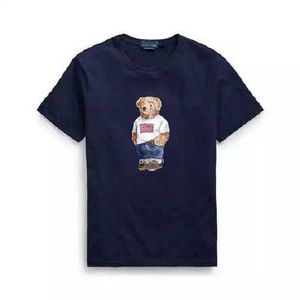 2023 Marca Bear Polos Camisas Camisetas para hombres Camisa de diseñador Deportes Verano Algodón Moda para hombre Mujeres Tees Negro Ropa de lujo Dunks Ropa Azul marino