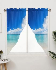 Cortina oceano praia paisagem janela tratamentos cortinas para sala de estar quarto decoração casa triangular