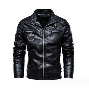 Herren Oberbekleidung Mäntel Leder Europäische Herren-Lederjacke, neue Herren-PU-Jacke, europäischer und amerikanischer Motorradanzug mit zusätzlichem Samt