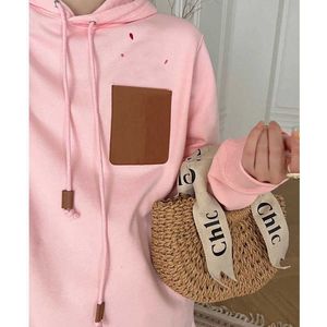 Women's Hoodies & Sweatshirts Designer Brand Rib Bag Leather Flame Hoodie 2023 Autumn New Hooded Drawstring Pullover Casual Looped Top Xy3