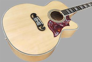 Natural Color Cutaway J200 Acoustic Guitar Maple Body Guitarra Solid Spruce Top Rosewood Fingerboard