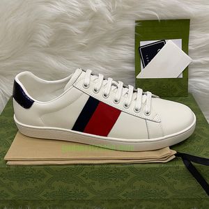 Herrkvinnor Casual Shoes Italy Gold White Green Red Stripe Tiger Trainers Luxury Brodered Walking Sports Sneakers Little White Shoes