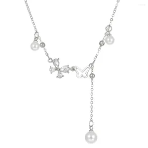 Ожерелья с подвесками, высококачественное жемчужное ожерелье с полой бабочкой и кисточкой для женщин, стильная и уникальная цепочка на ключицу, изысканная мода