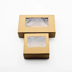 Gift Wrap 50PCS Kraft Paper Box For Candy Cake Craft With Window Boxes Wedding Party Favor Brown Packing Cardboard Supplier