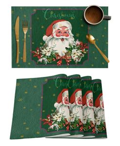 マットパッドフラワーズクリスマスパインサンタクローススノーフレークキッチンダイニングテーブル装飾4 6PCSプレースマット耐火性食器231205