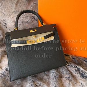 12A Mirror Quality Designer Full Handmade Box Tote Bags Epsom Leather Customization Mini Small Medium Large Bag äkta läderhandtag Bag Handsewn Purse