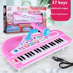 キーボードピアノ37キーエレクトロニックキーボードピアノマイクを持つ子供用楽器のおもちゃ教育玩具ギフト