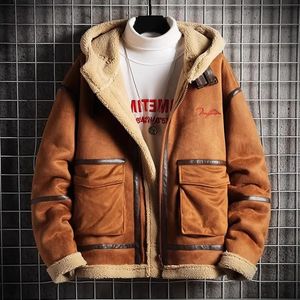 Herrjackor Autumn Winter Men faux päls kappa falska minkjacka överdimensionerad manlig plysch fluffig huva vindbrytare zip upp övre överrock 231205