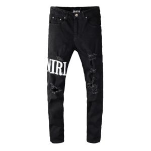 Herr jeans casual streetwear svart smal fit män kvinnor designer höst maskulina brev byxor mens trendiga dansklubb mager jean uomo turnéer 28-40 776250276