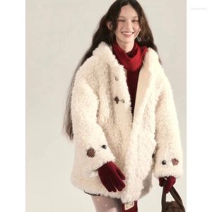 Women's Trench Coats Korean Version Plush Thickened Lamb Wool Cotton Middle Length Coat Winter Loose Solid Color Hooded Jacket 2023