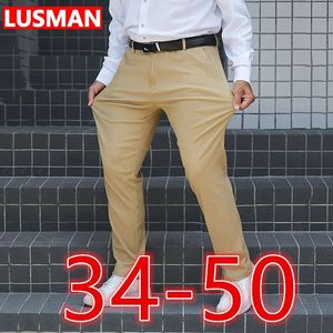 Erkek pantolon büyük boy erkekler için sıradan 70150kg artı takım elbise 3450 pantolon uzun streç kumaş gevşek baggy 231205