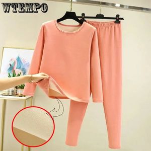 Women's Casual Thermal Underwear Sets Loose Solid Color Simple Casual Basic Style Plush Pajamas Warm Autumn Winter Drop 231225