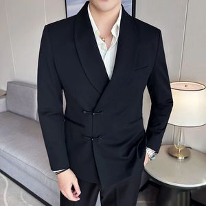 Męskie garnitury Blazery Wysokiej jakości koreańskie szczupłe kurtki mężczyźni Ubranie proste dwa przyciski Business Tailreat Formal Caitus Płaszcze 3xl 231206