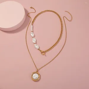 Hänge halsband barock simulerade pärlor halsband kvinnors halskedja vintage kostym smycken 2023 hängen dekoration