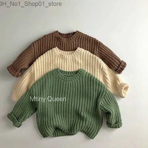 Cardigan Autumn Winter Baby Boys Girls Knitting Pullover Long Sleeved Solid Color Casual Loose Pullover Sweater Kids Knitting Clothing Q231206