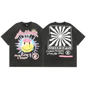 Camiseta hellstar camisa designer camisetas camiseta gráfico tee roupas roupas hipster vintage tecido lavado rua graffiti letras impressão em folha padrão geométrico