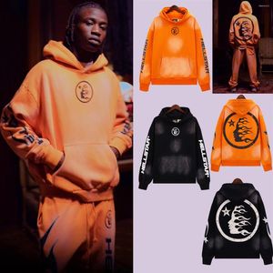 Men S Hoodies Hellstar Mens Sweatpants Street Hip Hop Sweatshirts Flame Letter Print Tracksuit Pullover Sets High Quality