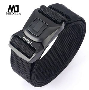 Medyla Hard Metal Simple Hand Tactical Soft Real Nylon Tough Antislip Men Hunting Fish Belt8YGO5525328