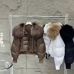 2023 new women's down jacket, winter short hooded sweater, womens loose and versatile large fur collar, winter couple outfit, couple thickened top, warm assault jacket