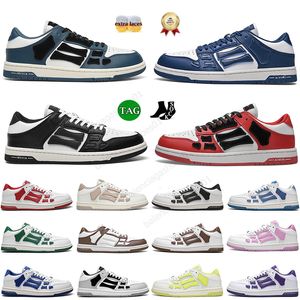 Designer Casual Amiress Shoes Skel Top Low High Bone Sneakers Män kvinnor Triple Black White Red Blue Pink Green Bred Skeleton Trainers Designer Jogging Sports