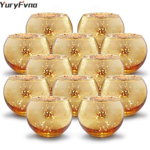 Candle Holders YuryFvna 612 Pcs Glass Candle Holders Votive Tealight Candlestick Wedding Centerpieces Parties Home Decoration Gift 231205