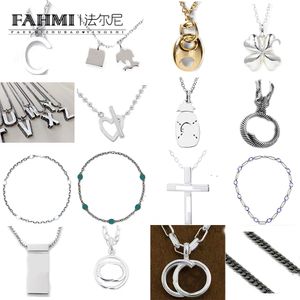 Fahmi High quality letter hollow heart-shaped pearl full of diamonds cross petals z letter pendant sapphire black rope necklace Special gifts for Mother Friends
