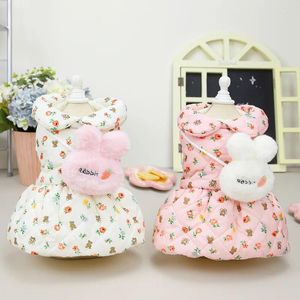 Dog Apparel Thickened Princess Skirt Pet Cotton Padded Clothes Cute Satchel Small Dress Puppy Kitten Sweater Girl Coat Poodle Chihuahua