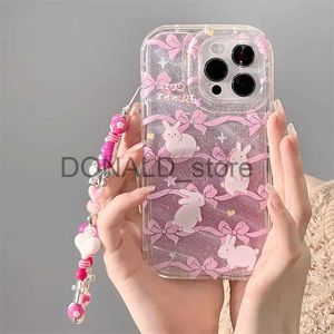 Cell Phone Cases Gradient Glitter Star Bow Rabbit Phantom Clear Phone Case For iPhone 14 13 12 11 15 Pro Max XS 8 Plus Bunny Cross Bracelet Cover J231206
