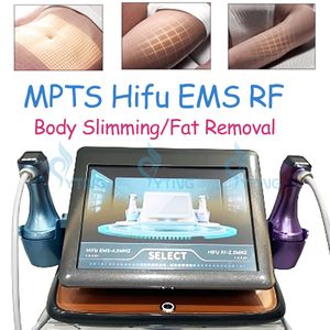 MPTS HIFU EMS RF Högintensitet Fokuserad ultraljud Cellulitreduktion Fett Mältning Mage Fett Borttagning Body Slimming Machine